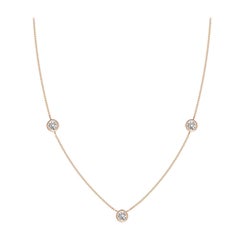 Collana a catena con diamanti rotondi incastonati Nature di Angara in oro rosa 14K