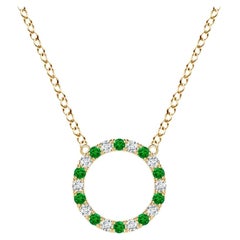 Pendentif d'éternité en or jaune 14K avec émeraude naturelle et diamant Angara