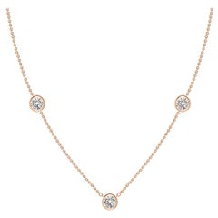 Collana con catena di diamanti Angara Nature con castone rotondo da 1,5 carati in oro rosa 14 carati