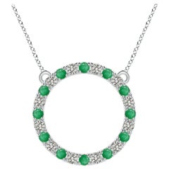 Angara Pendentif éternité en or blanc 14K avec émeraudes et diamants naturels de 1,2 ct