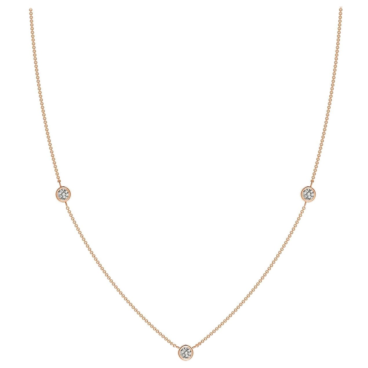 Collana a catena con diamanti rotondi incastonati Nature di Angara in oro rosa 14K