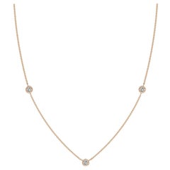 Collana a catena con diamanti rotondi incastonati Nature di Angara in oro rosa 14K