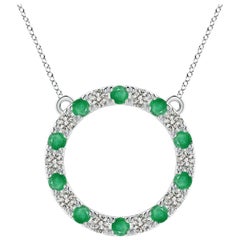 Angara Pendentif éternité en or blanc 14K avec émeraudes et diamants naturels de 1,5 ct