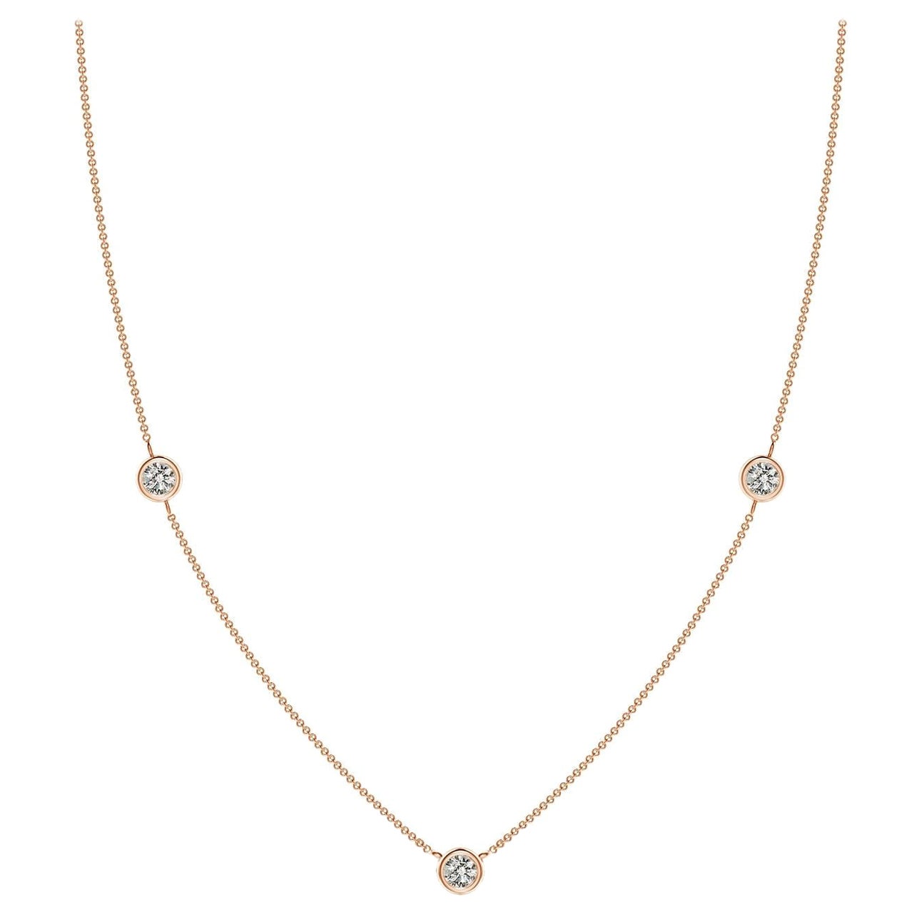 Collana a catena con diamanti rotondi incastonati Nature di Angara in oro rosa 14K