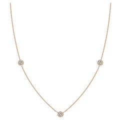 Collana a catena con diamanti rotondi incastonati Nature di Angara in oro rosa 14K
