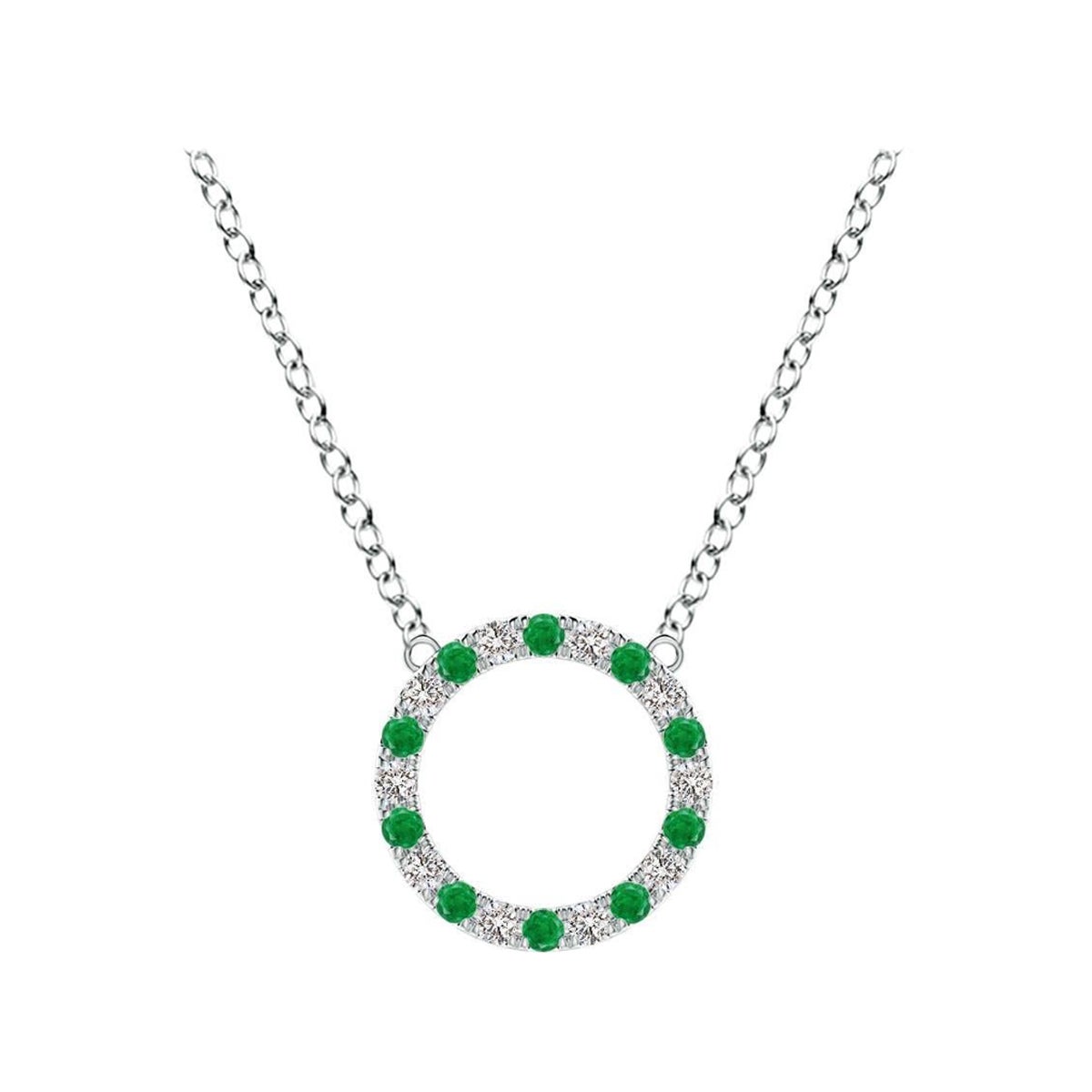 Angara Natürlicher Smaragd und Diamant Kreis Eternity Anhänger in 14K Weißgold im Angebot