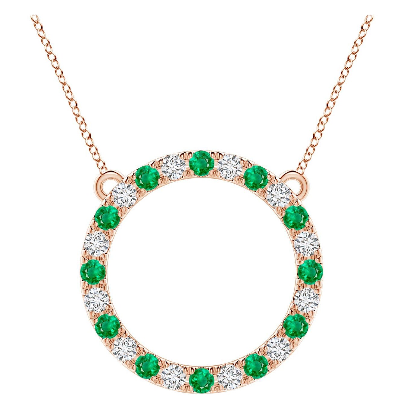 Angara Natural 1,2 ct Smaragd und Diamant Eternity Anhänger in 14K Rose Gold