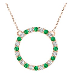 Angara Natural 1,2 ct Smaragd und Diamant Eternity Anhänger in 14K Rose Gold