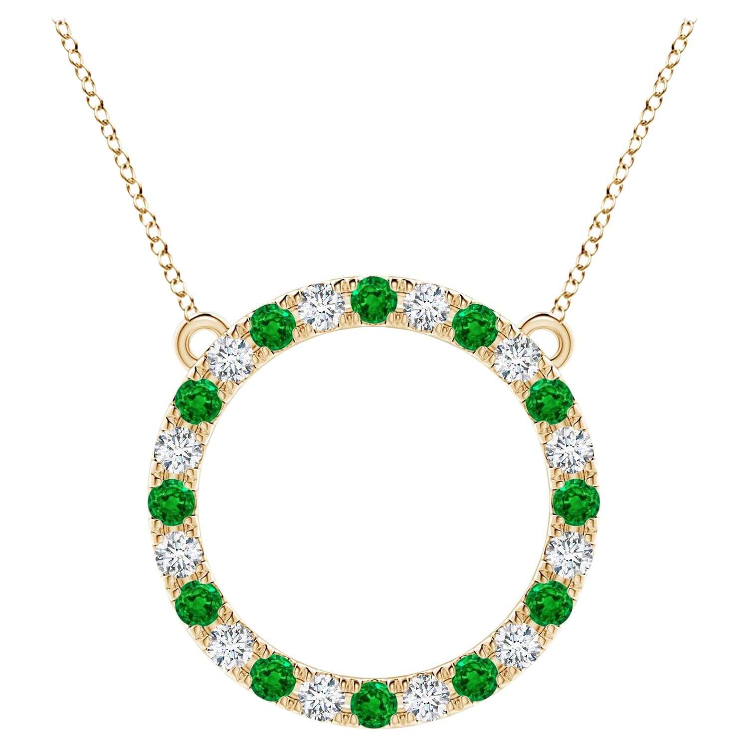 Angara Natural 1,2 ct Smaragd und Diamant Eternity-Anhänger in 14K Gelbgold im Angebot