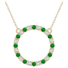 Angara Natural 1,2 ct Smaragd und Diamant Eternity-Anhänger in 14K Gelbgold