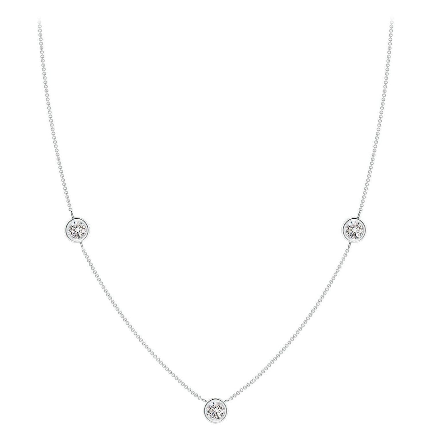 Angara Collar de Cadena de Diamantes Redondos Naturales Engastados en Bisel en Platino para Mujer