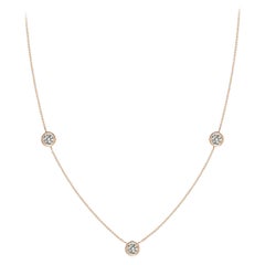 Angara Natural Bezel-Set Round Diamond Chain Necklace in 14K Rose Gold