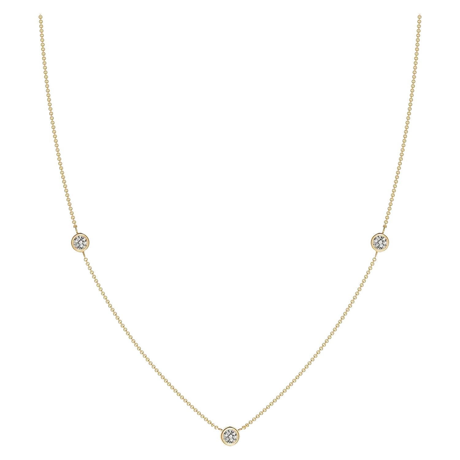 Collier à chaîne en or jaune 14K et diamants ronds sertis clos Angara Nature