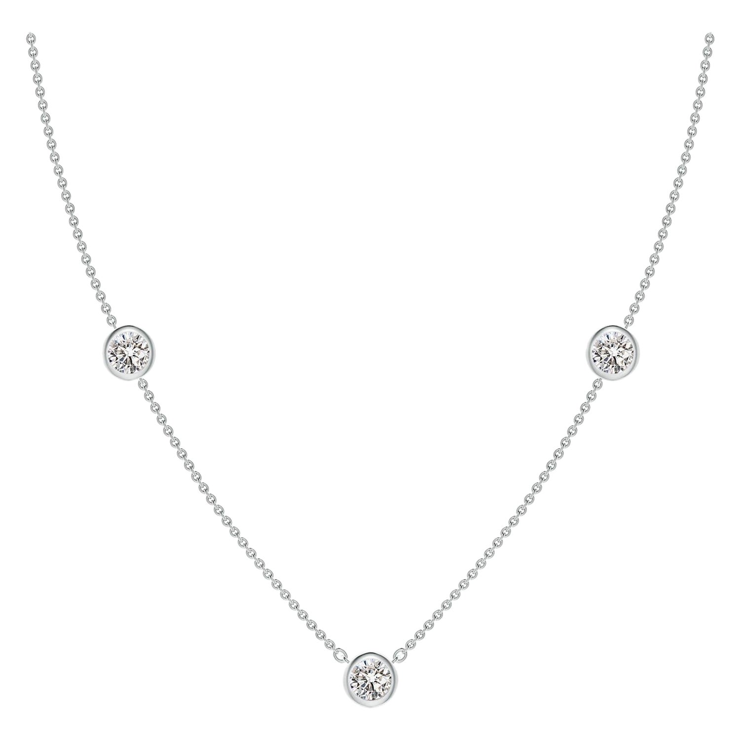 Angara Collar de Cadena de Diamantes Redondos de 1,5 ct con Engaste Bisel Natural en Platino en venta