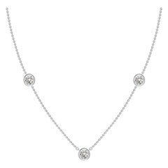 Angara Natural Bezel-Set Round 1.5 ct Diamond Chain Necklace in Platinum