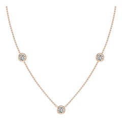 Angara Natural Bezel-Set Round 1.5 ct Diamond Chain Necklace in 14K Rose Gold