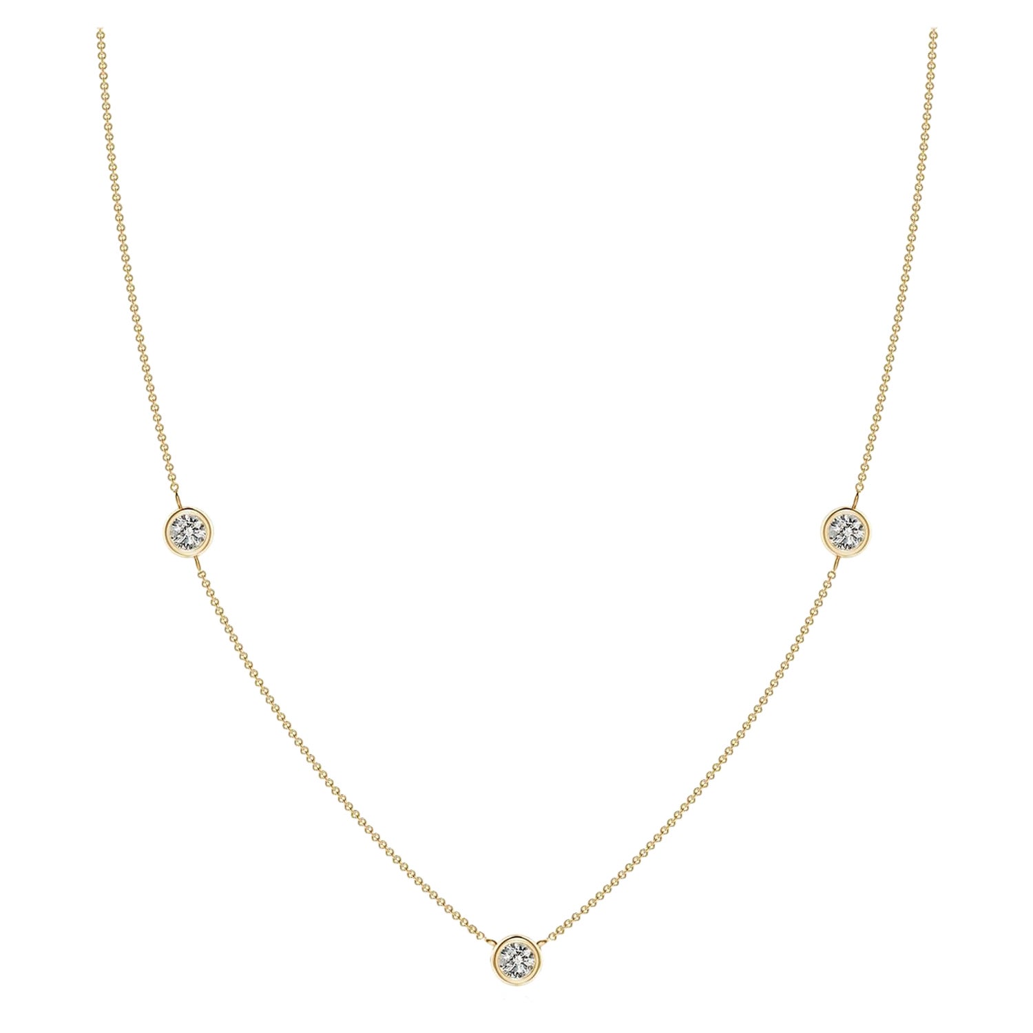 Collier à chaîne en or jaune 14K et diamants ronds sertis clos Angara Nature