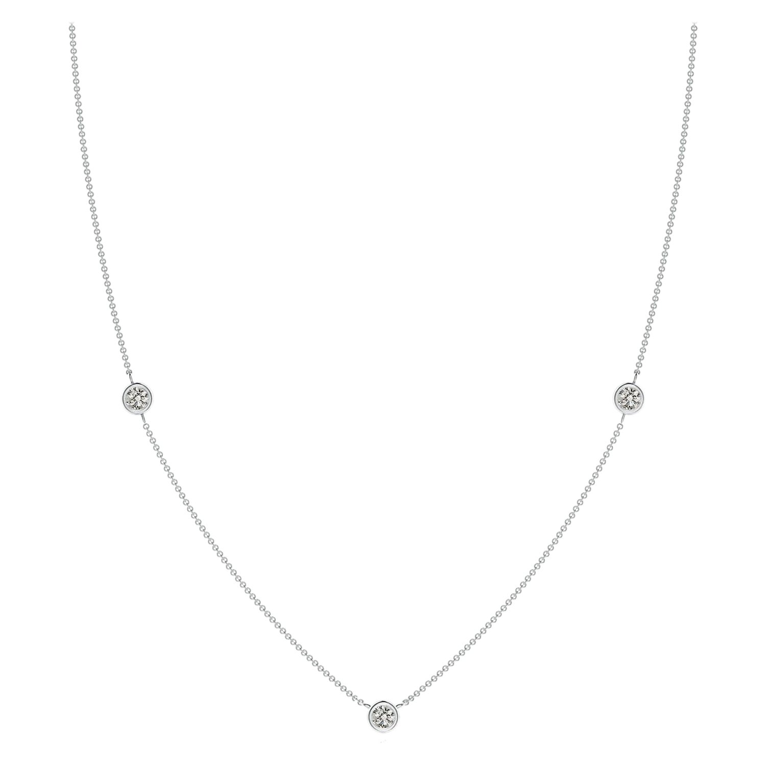 Angara Collar de Cadena de Diamantes Redondos Naturales Engastados en Bisel en Platino para Mujer