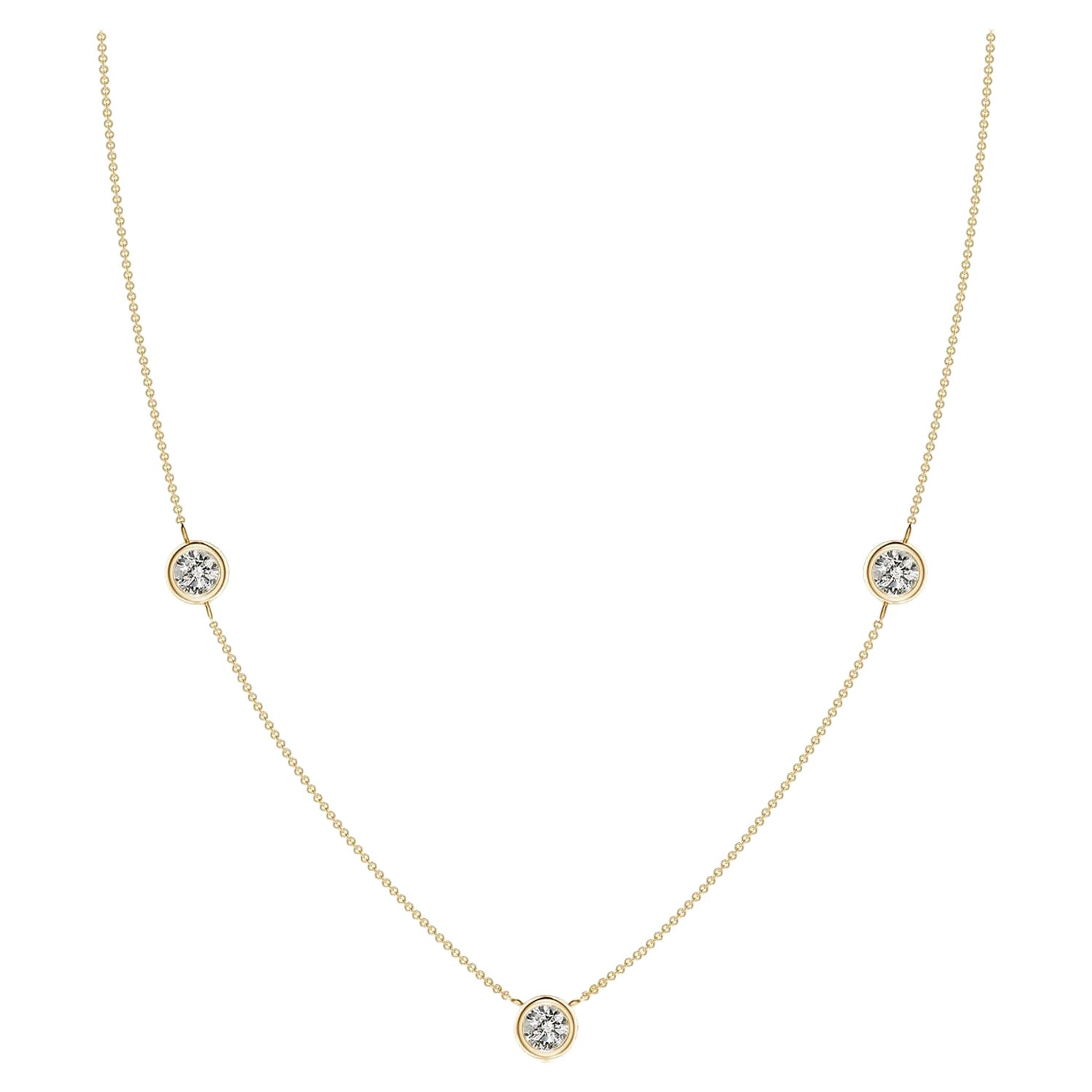 Collier à chaîne en or jaune 14K et diamants ronds sertis clos Angara Nature