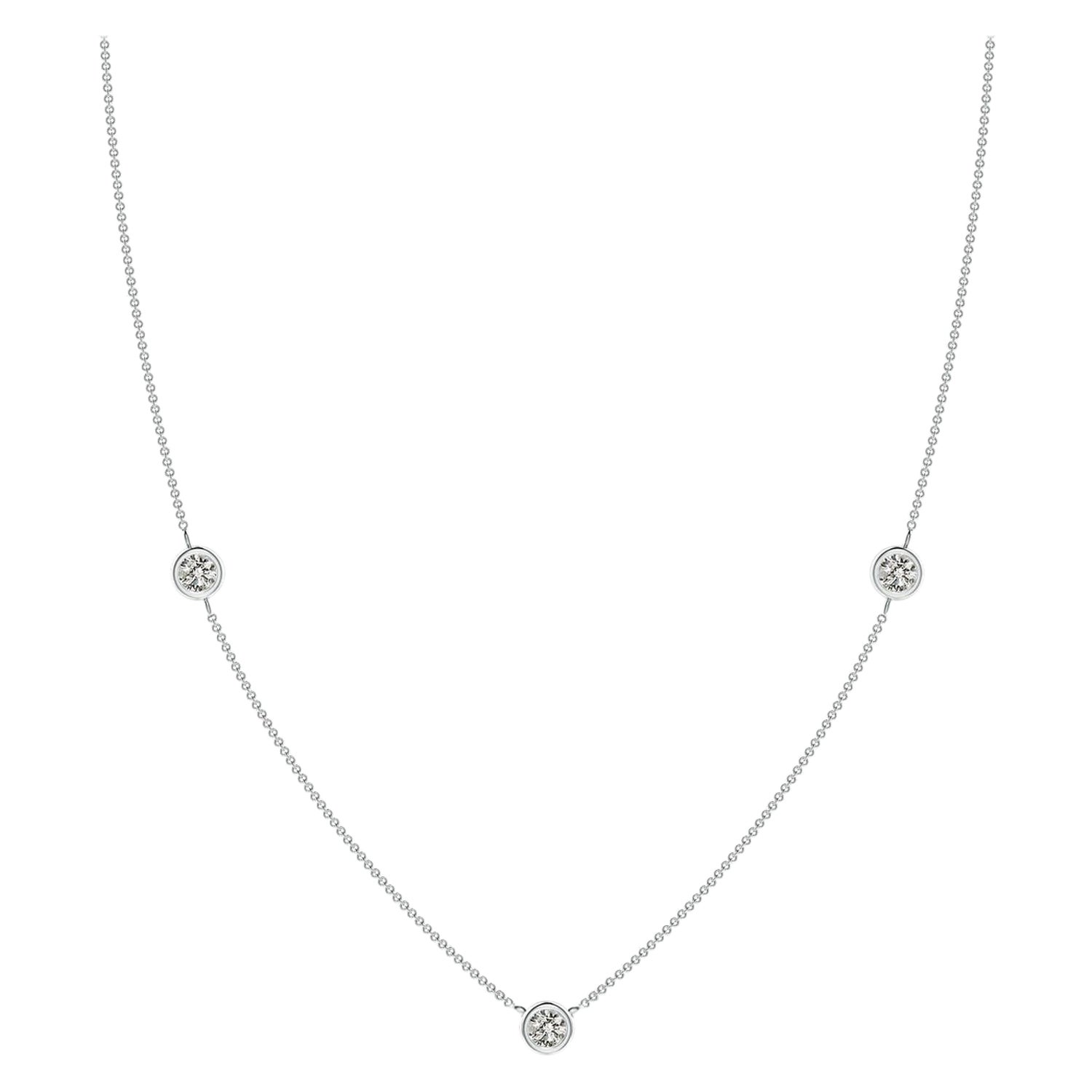 Angara Collar de Cadena de Diamantes Redondos Naturales Engastados en Bisel en Platino para Mujer
