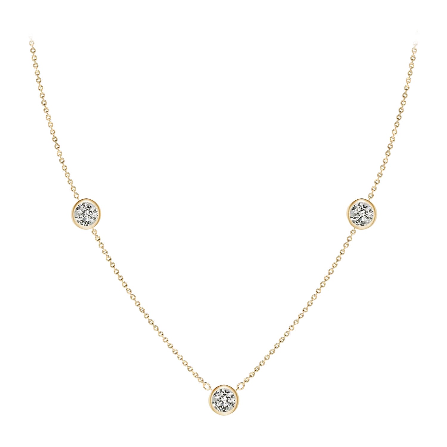 Angara Collar de Cadena de Diamantes Redondos con Bisel Natural de 1,5 ct en Oro Amarillo de 14K en venta