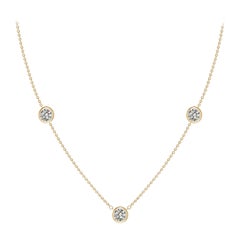 Angara Natural Bezel-Set Round 1.5 ct Diamond Chain Necklace in 14K Yellow Gold