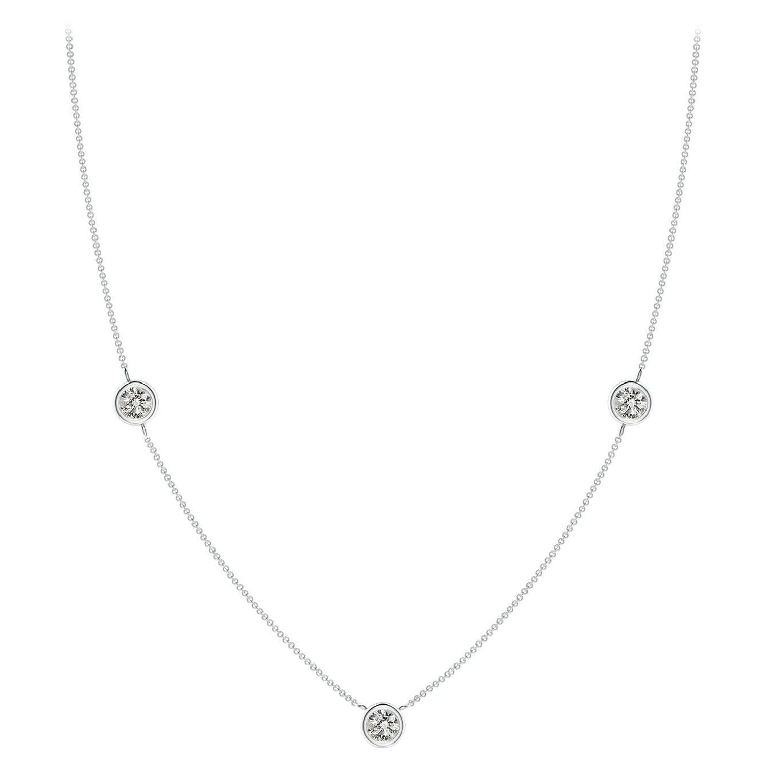 Angara Collar de Cadena de Diamantes Redondos Naturales Engastados en Bisel en Platino para Mujer