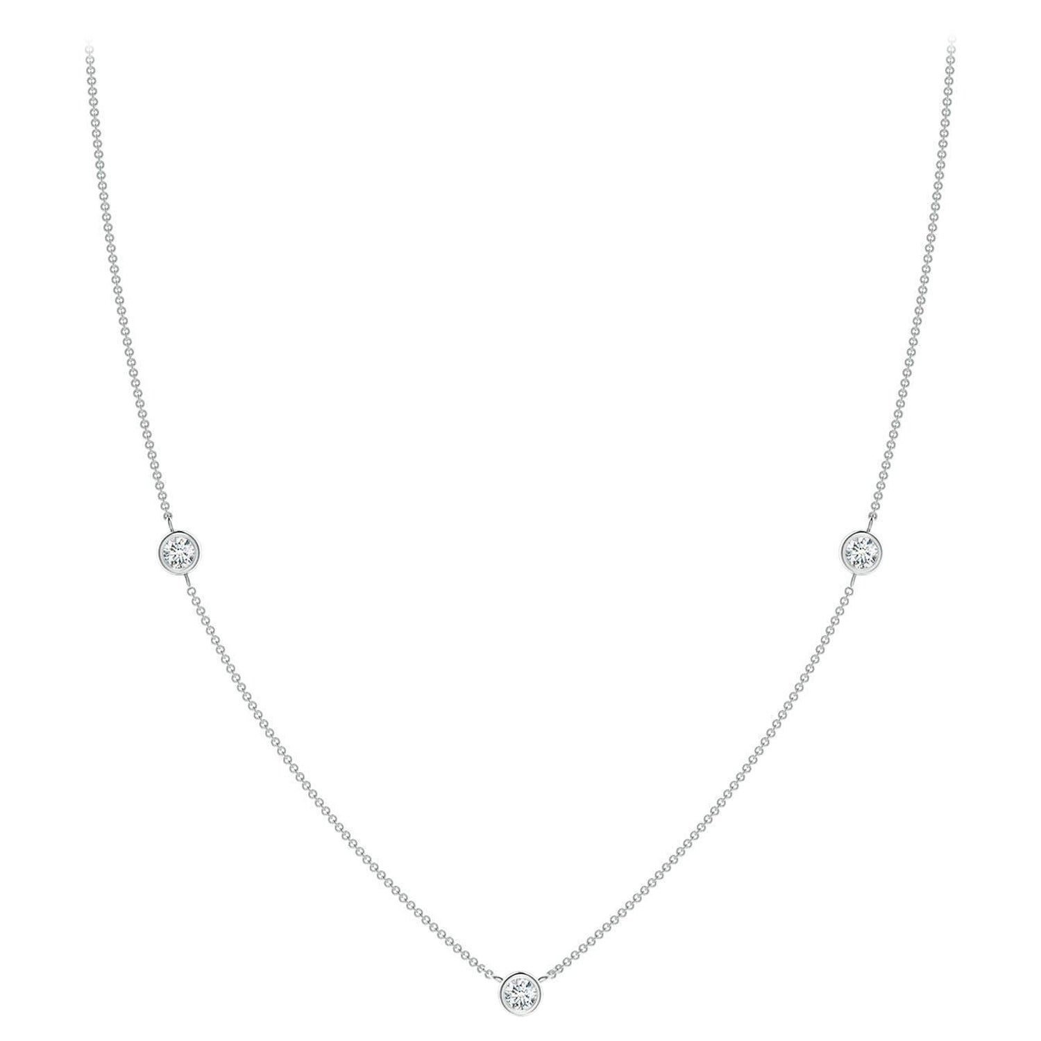 Angara Collar de Cadena de Diamantes Redondos Naturales Engastados en Bisel en Platino para Mujer en venta