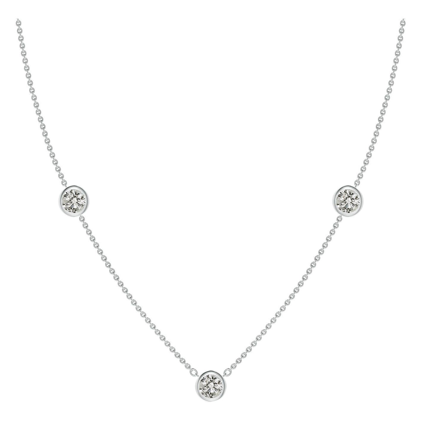 Angara Collar de Cadena de Diamantes Redondos de 1,5 ct con Engaste Bisel Natural en Platino