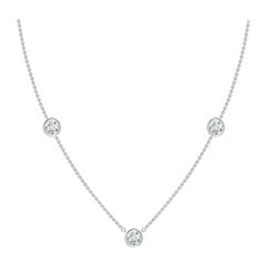Collana con catena di diamanti Angara Natural Bezel-Set Round 1.5 ct in oro bianco 14K
