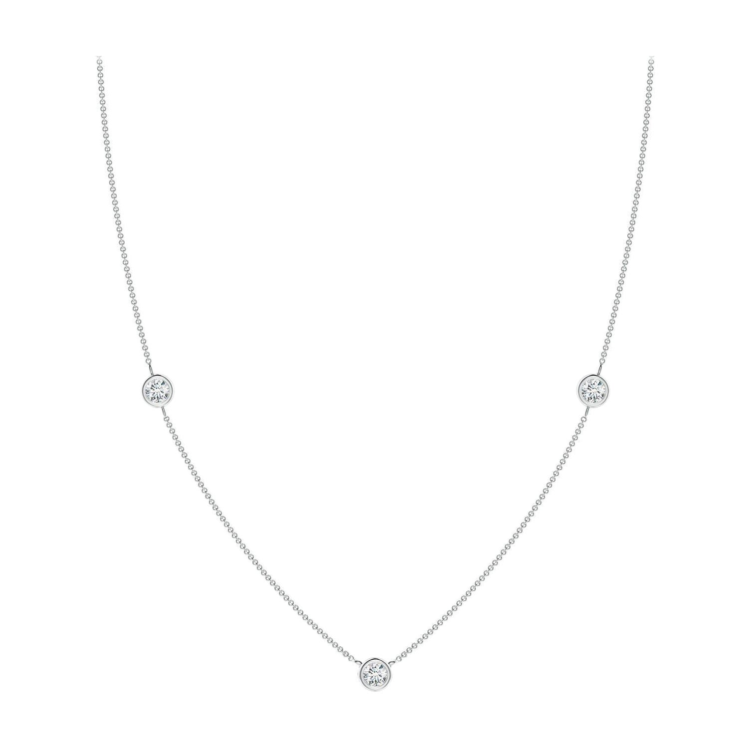 Angara Collar de Cadena de Diamantes Redondos Naturales Engastados en Bisel en Platino para Mujer