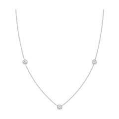 Collier de chaîne en platine avec diamants ronds sertis clos Angara pour femmes