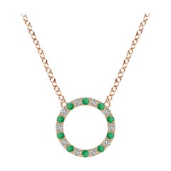 Pendentif d'éternité en or rose 14K avec émeraude naturelle et diamant Angara