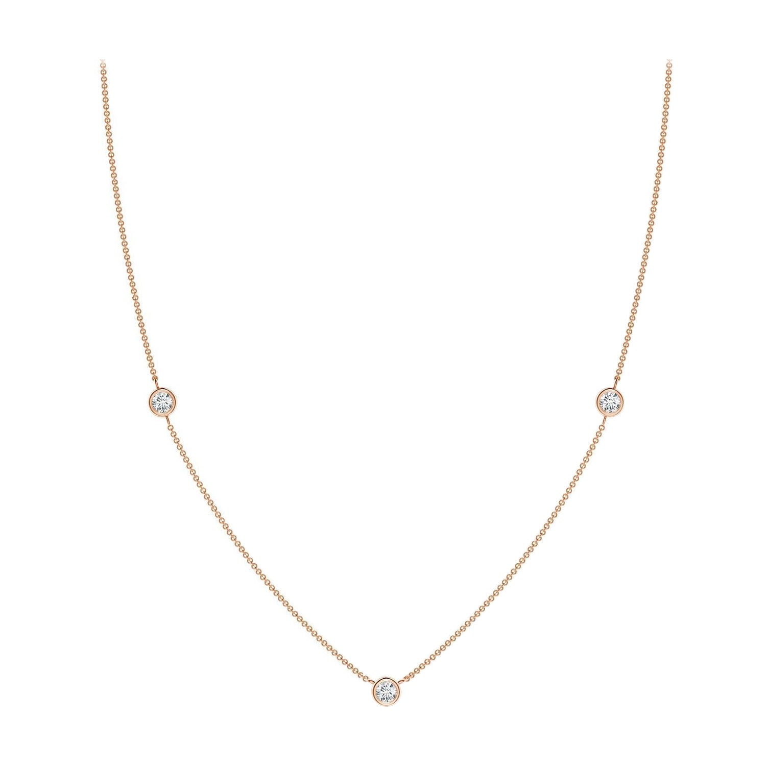 Collana a catena con diamanti rotondi incastonati Nature di Angara in oro rosa 14K