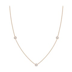Collana a catena con diamanti rotondi incastonati Nature di Angara in oro rosa 14K