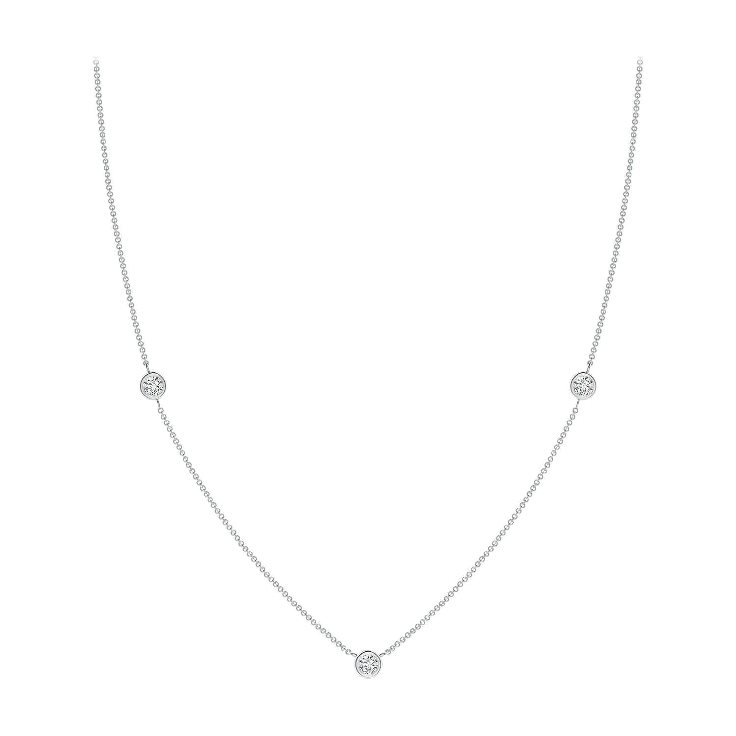 Collier à chaîne en or blanc 14 carats avec diamants ronds sertis clos Angara Nature en vente