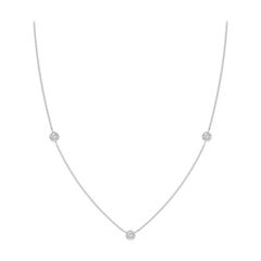 Collier à chaîne en or blanc 14 carats avec diamants ronds sertis clos Angara Nature