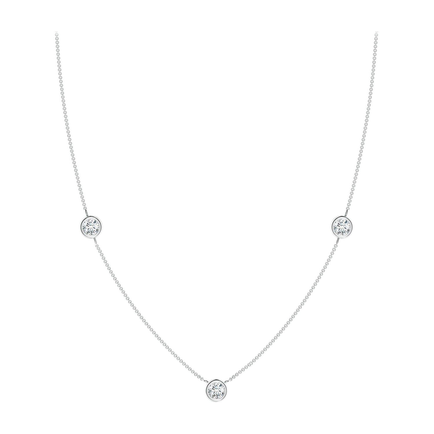 Angara Collar de Cadena de Diamantes Redondos Naturales Engastados en Bisel en Platino para Mujer