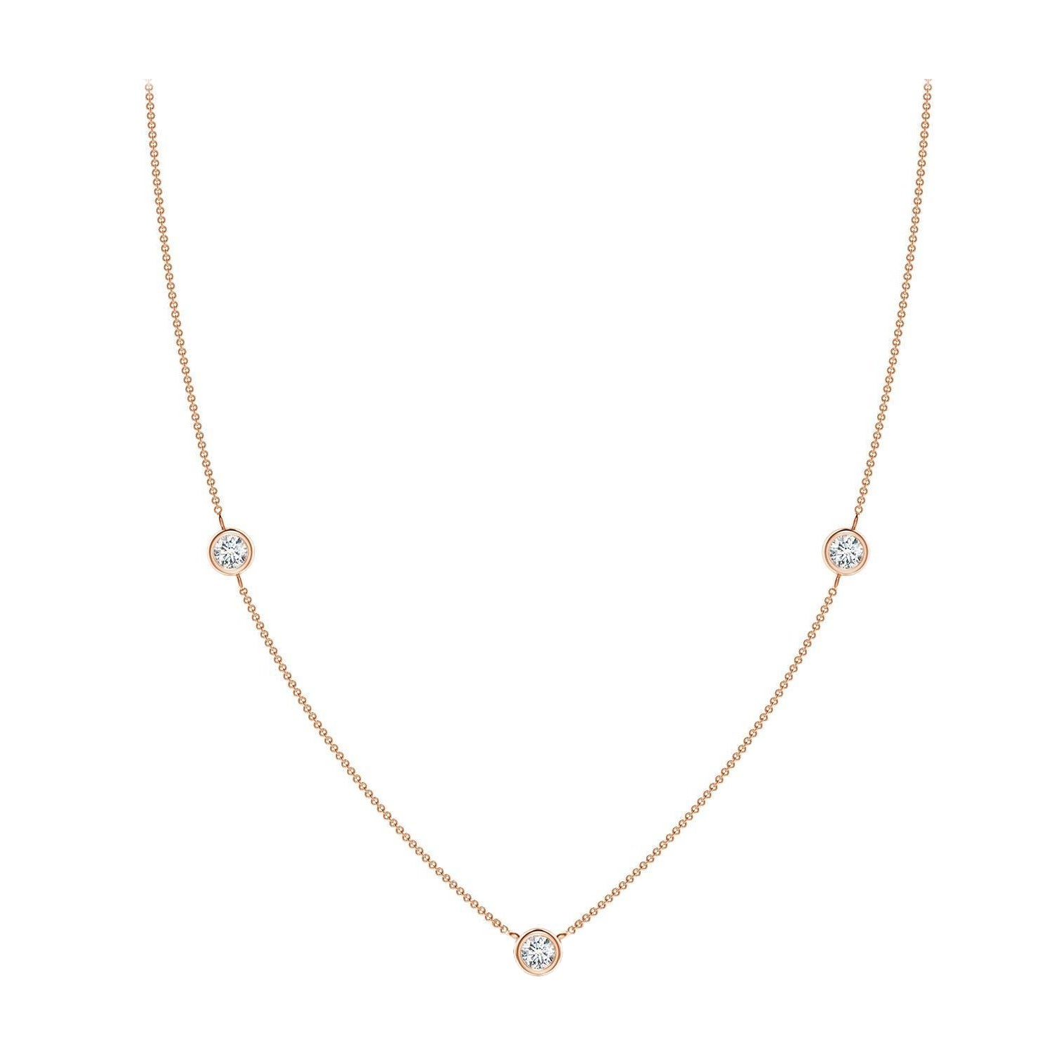 Collana a catena con diamanti rotondi incastonati Nature di Angara in oro rosa 14K