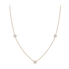 Collana a catena con diamanti rotondi incastonati Nature di Angara in oro rosa 14K