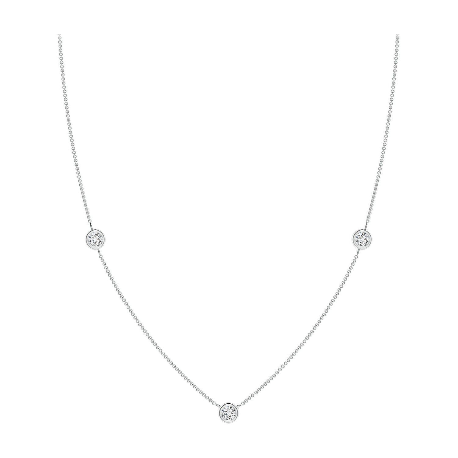 Collier à chaîne en or blanc 14 carats avec diamants ronds sertis clos Angara Nature