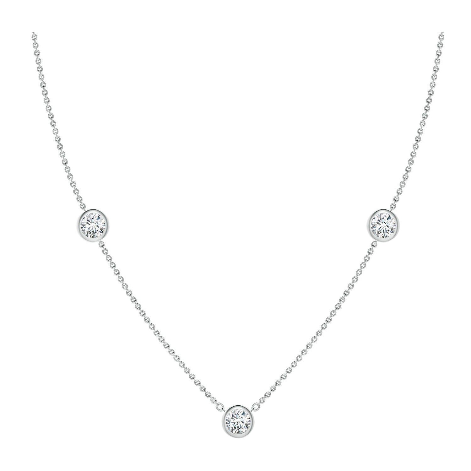 Collier de chaîne en platine avec diamants ronds de 1,5 ct sertis clos et naturels Angara