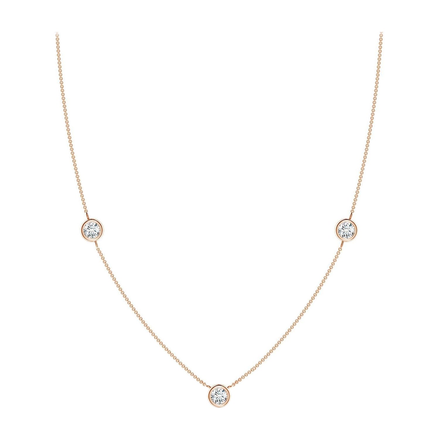 Collana a catena con diamanti rotondi incastonati Nature di Angara in oro rosa 14K