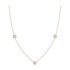 Collana a catena con diamanti rotondi incastonati Nature di Angara in oro rosa 14K