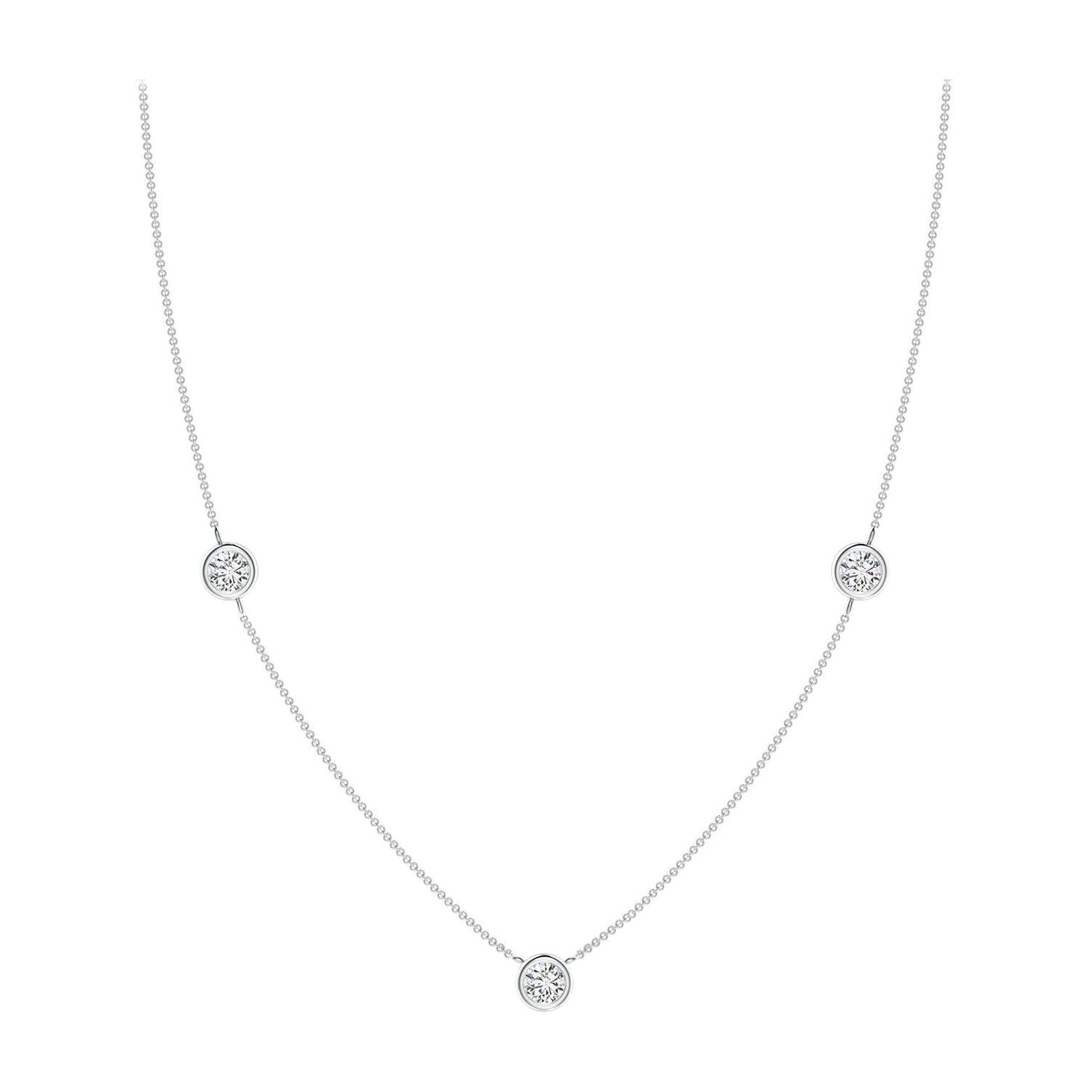 Collier à chaîne en or blanc 14 carats avec diamants ronds sertis clos Angara Nature