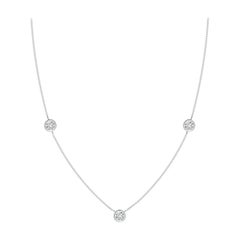 Collier à chaîne en or blanc 14 carats avec diamants ronds sertis clos Angara Nature