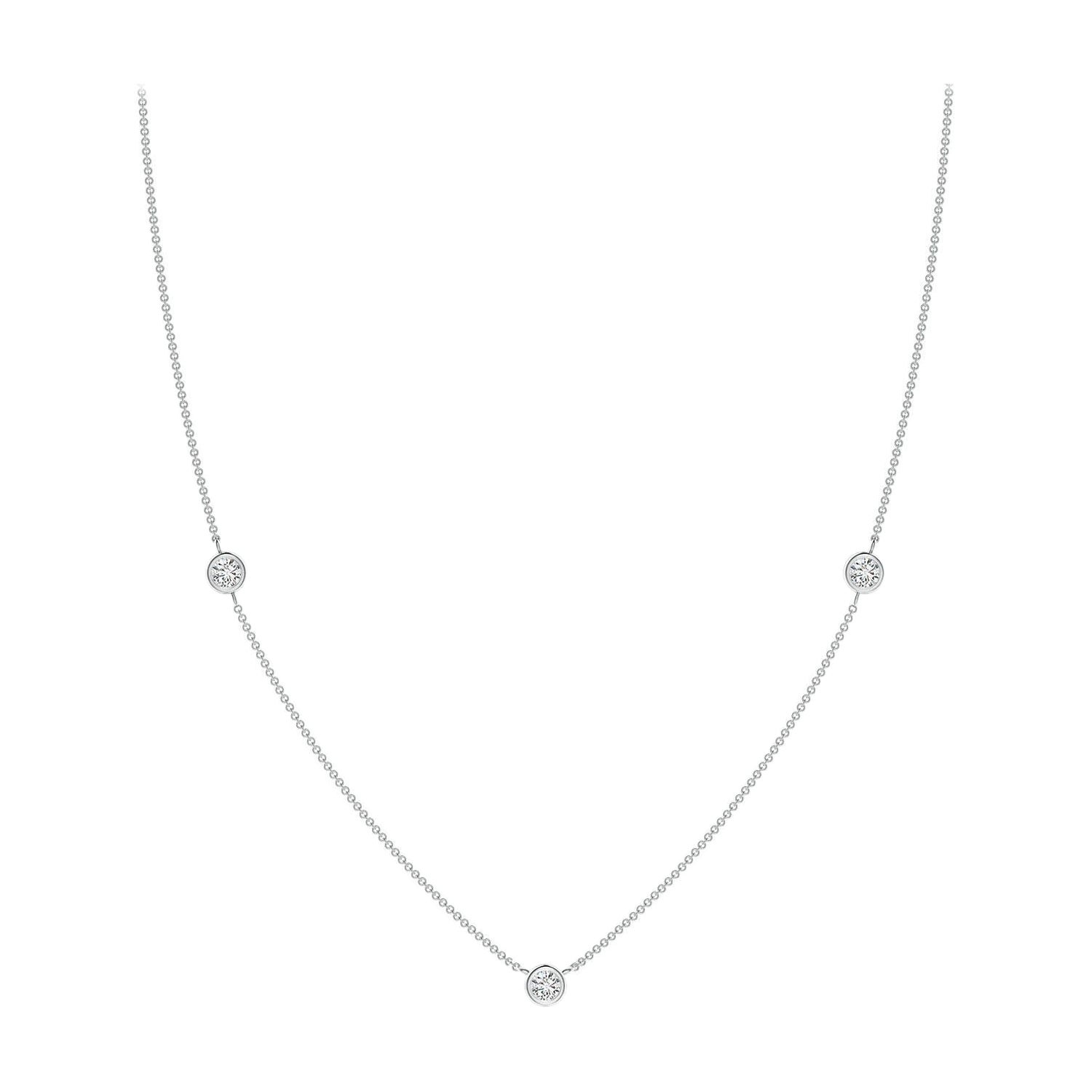 Angara Collar de Cadena de Diamantes Redondos Naturales Engastados en Bisel en Platino para Mujer