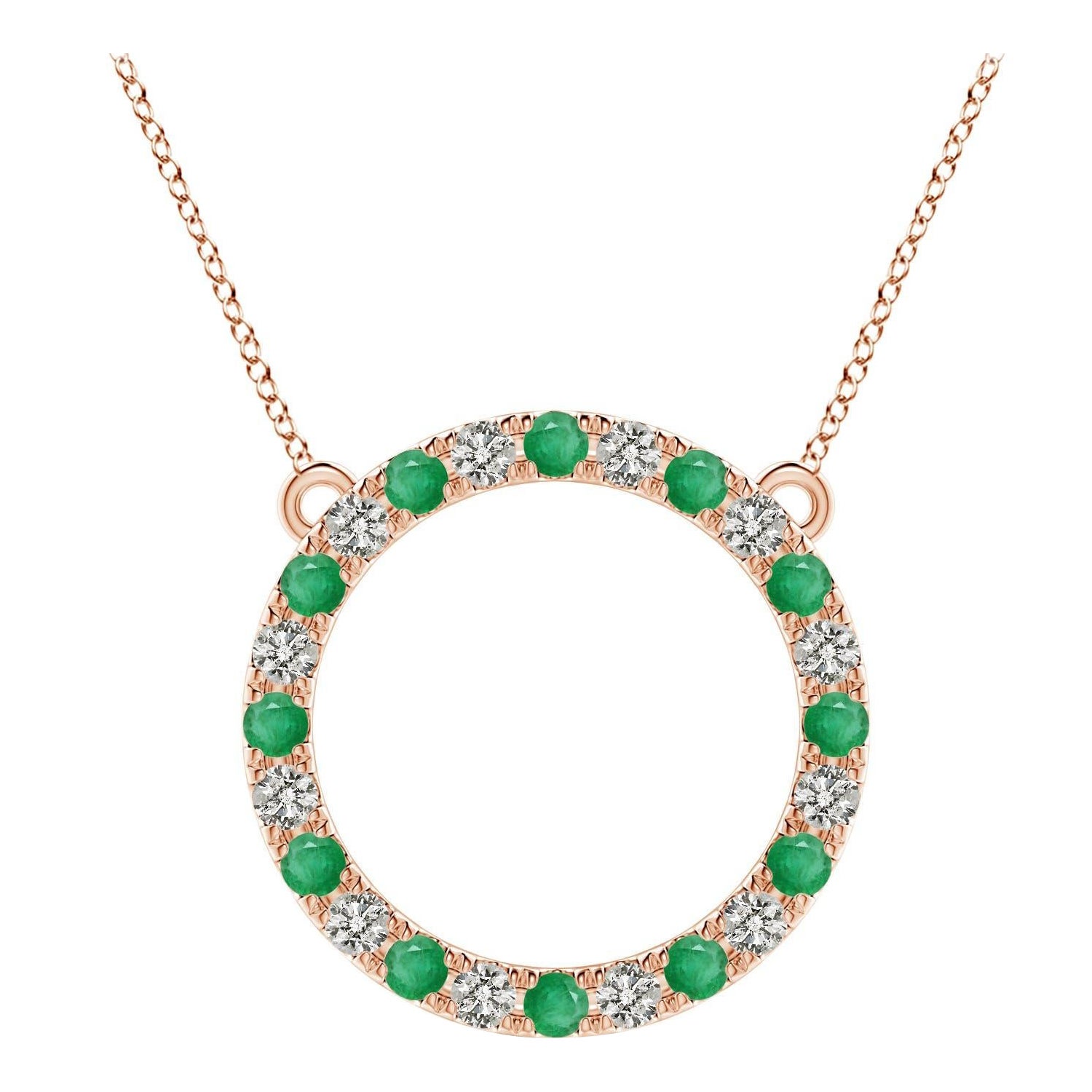 Angara Pendentif éternité en or rose 14K avec émeraude et diamant de 1,2 ct naturel