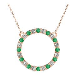 Angara Pendentif éternité en or rose 14K avec émeraude et diamant de 1,2 ct naturel
