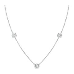 Collana con catena di diamanti Angara Natural Bezel-Set Round 1.5 ct in oro bianco 14K